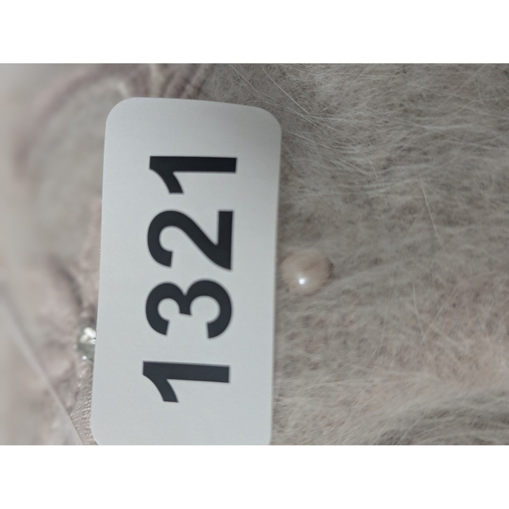 Vtg Venesha Angora Sweater Cardigan Large Pale Pink Fuzzy Pearl Beaded Preppy - Picture 15 of 15